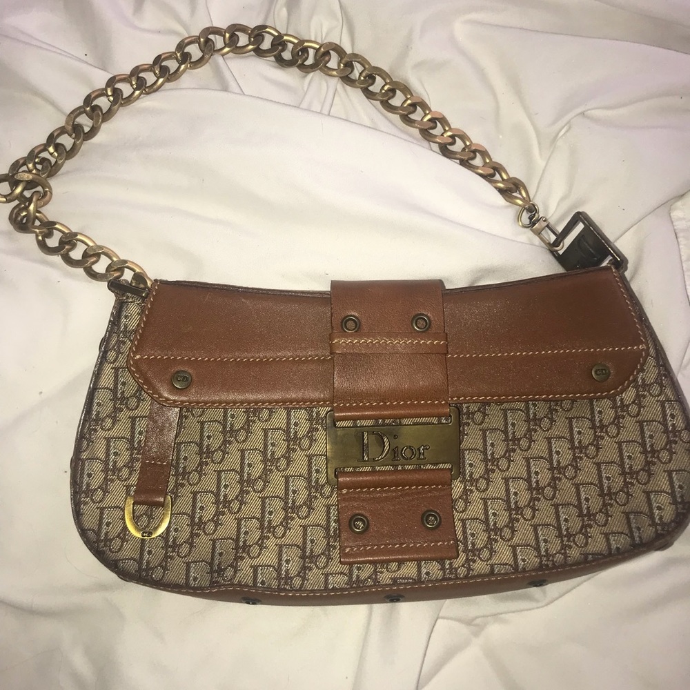 Dior logo bag with repurposed chain strap